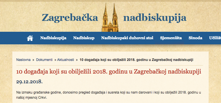 Slika: 10 DOGAĐAJA KOJI SU OBILJEŽILI 2018. GODINU U ZAGREBAČKOJ NADBISKUPIJI